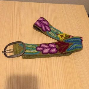 Embroidered hippie flower belt